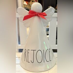 Rae Dunn White Angel with Red Bow - Rejoice